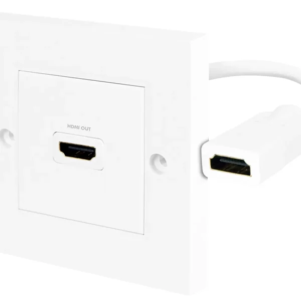 HDMI Wanddose mit Kabelpeitsche, 1 x HDMI Buchse, HDMI™ 1.4 High Speed, weiß,