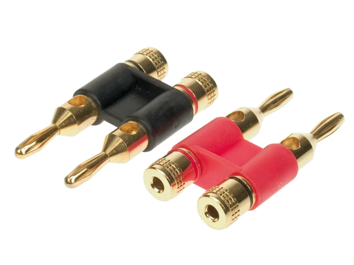 Bananenstecker 1 x rot/1 x schwarz 4 mm-6mm Doppelstecker – Bild 1
