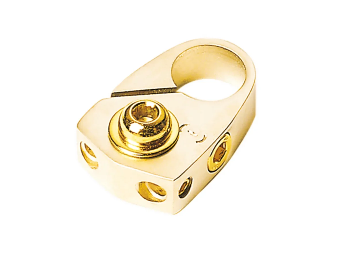 Batterieklemme Minuspol gold mit Batterieschutz 2 x 10 mm – Bild 1
