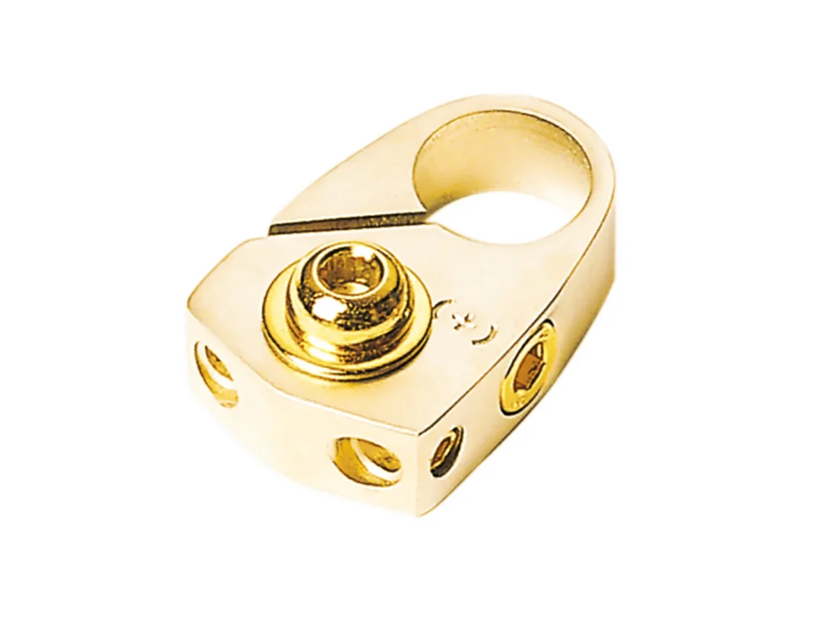 Batterieklemme Pluspol gold mit Batterieschutz 2 x 10 mm – Bild 1