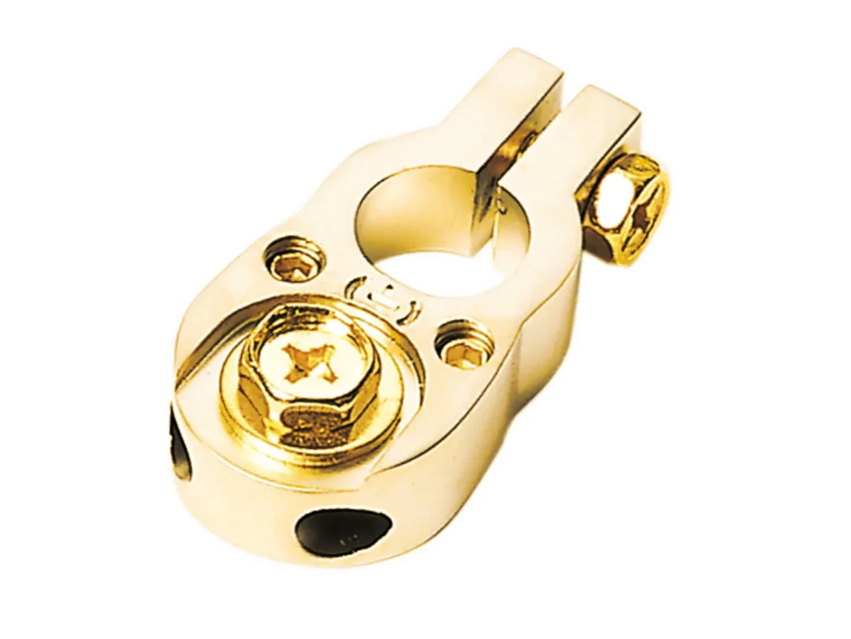 Batterieklemme Pluspol gold 2 x 10 mm – Bild 1