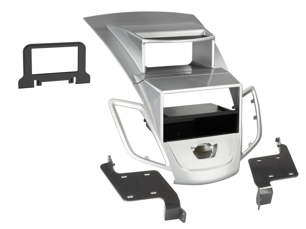 2-DIN Radioblende mit Fach Ford Fiesta mit Display silber – Bild 1