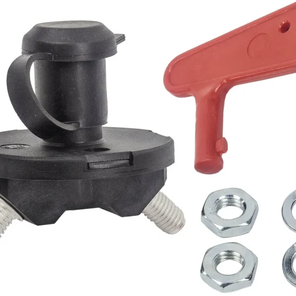 Batterietrennschalter 24 V/100 A, Einbaumaß D 22,5 mm, Schlüssel Kunststoff rot,