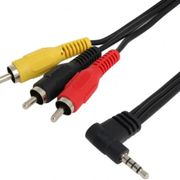 Audio-Kabel A/V 3x Cinch auf 1 3,5mm Stereo 90 Winkel-Klinkenstecker