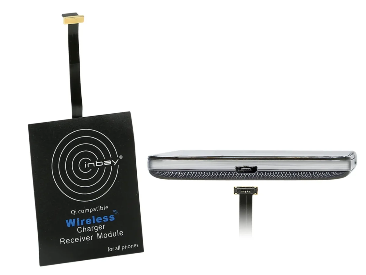 Inbay Universaler Induktiver Qi-Ladeempfänger Micro USB-Anschluss unten – Bild 1