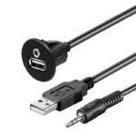 USB/AUX Einbaubuchse mit 60cm Kabel, 3.5mm Klinke – Bild 3