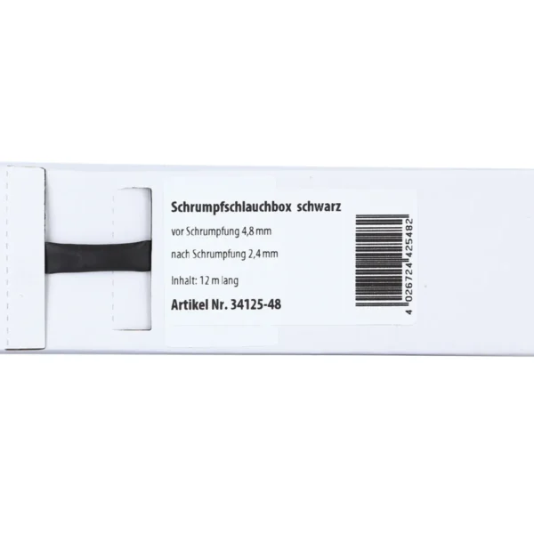 Schrumpfschlauch schwarz D 4,8 mm/ Länge: 12 m