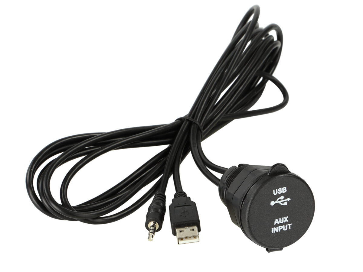 USB/AUX Einbaubuchse USB-A/Klinke spritzwassergeschützt – Bild 1