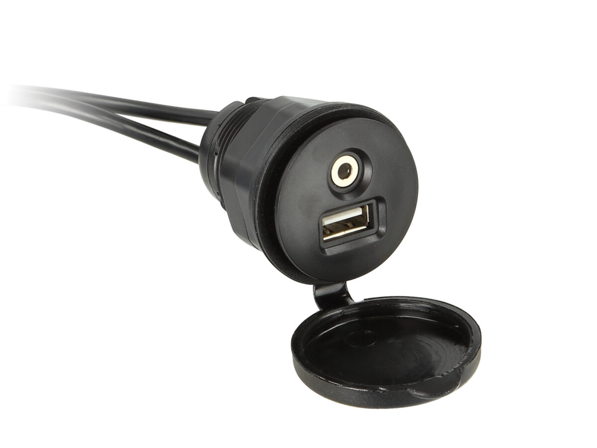 USB/AUX Einbaubuchse USB-A/Klinke spritzwassergeschützt – Bild 2