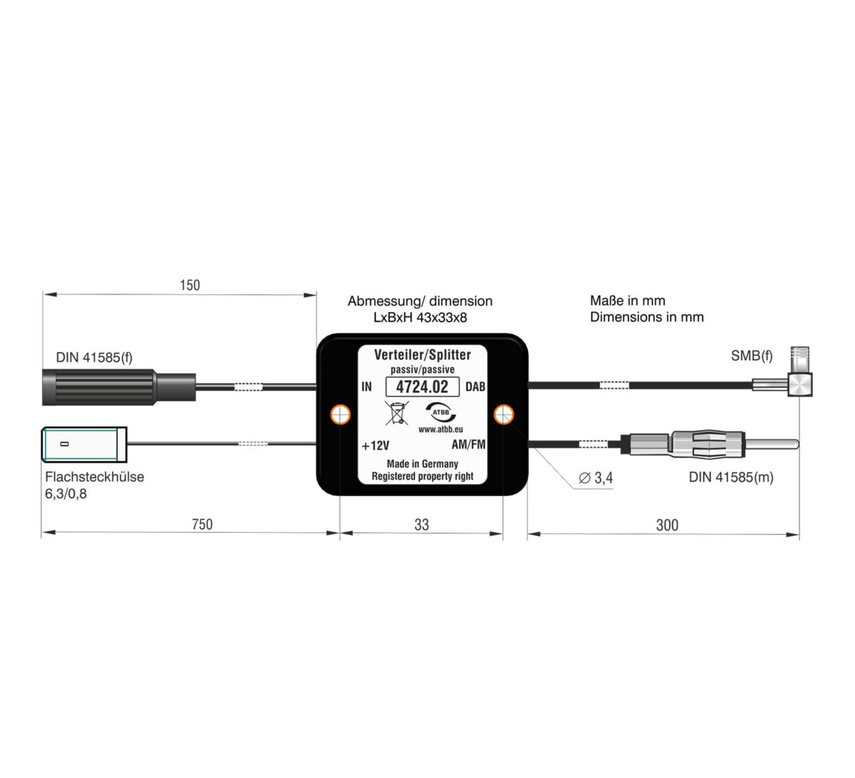 ATBB 4724.02 Passive Weiche - Splitter AM, FM, DAB, DAB – Bild 4