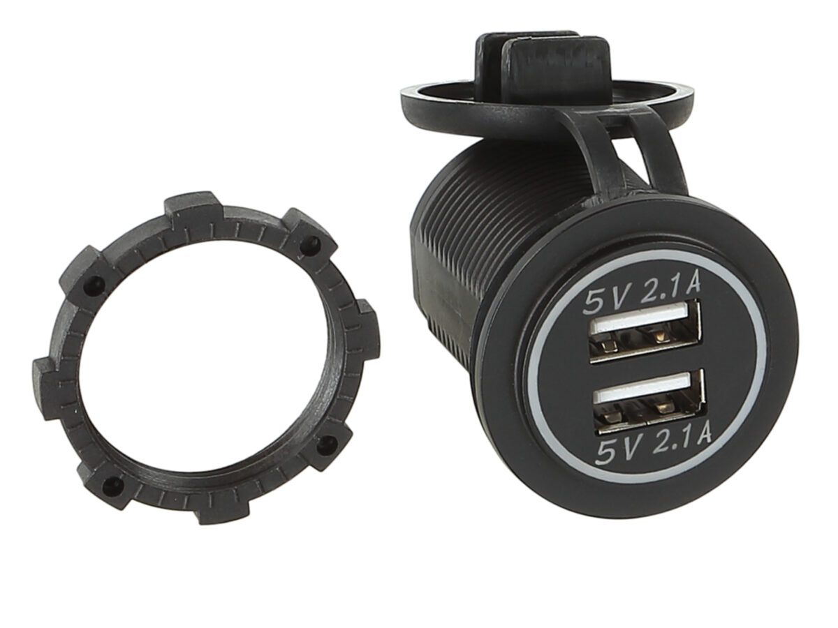 USB Ladeadapter 12V/24V USB-A 2x5V 2.1A LED grün – Bild 1