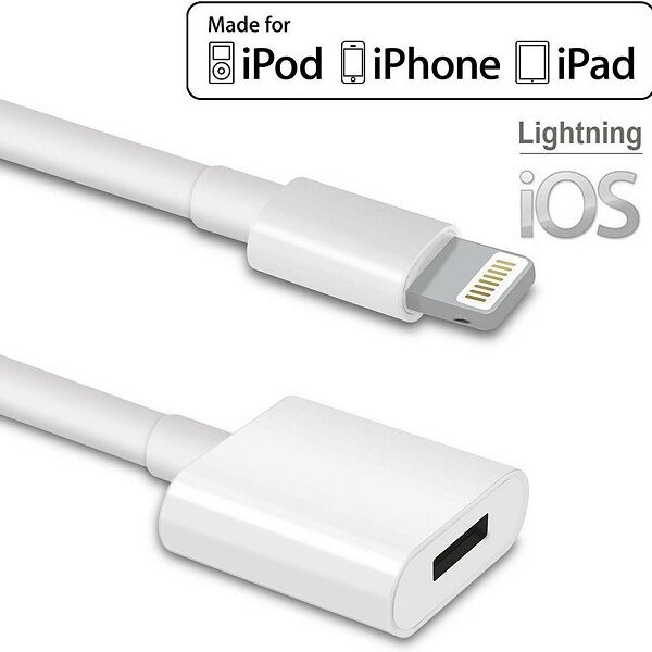 1M Lightning Stecker auf Buchse Verlängerung Weiß