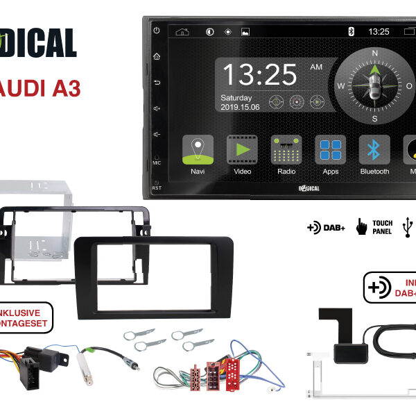 Radical R-D211 2-DIN DAB mit Montageset für Audi A3 Teilaktiv