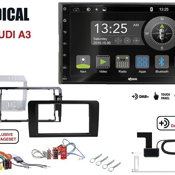 Radical R-D211 2-DIN DAB mit Montageset für Audi A3 Teilaktiv