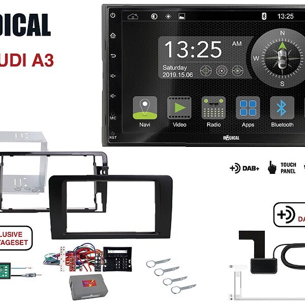 Radical R-D211 2-DIN DAB mit Montageset für Audi A3 Vollaktiv