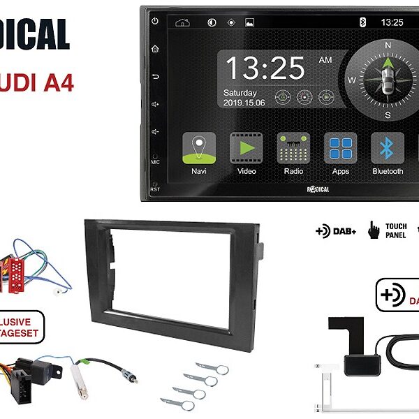 Radical R-D211 2-DIN DAB mit Montageset für Audi A4 Teilaktiv