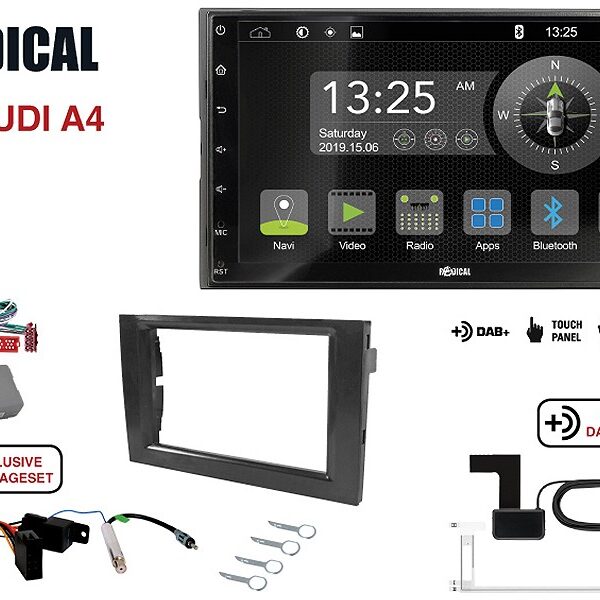 Radical R-D211 2-DIN DAB mit Montageset für Audi A4 Vollaktiv