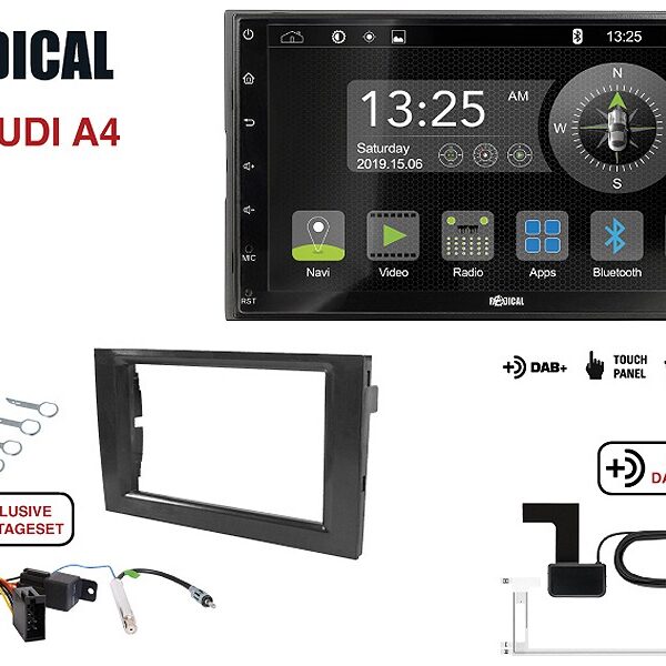 Radical R-D211 2-DIN DAB mit Montageset für Audi A4
