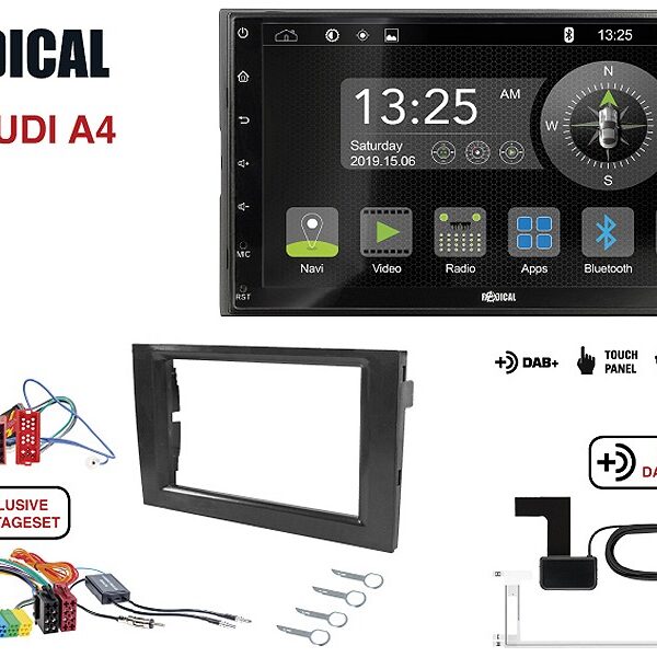 Radical R-D211 2-DIN DAB mit Montageset für Audi A4 Teilaktiv