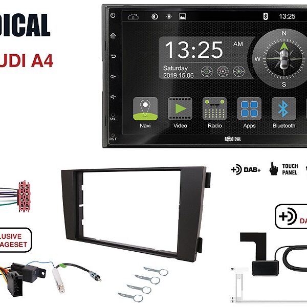 Radical R-D211 2-DIN DAB mit Montageset für Audi A4 Vollaktiv