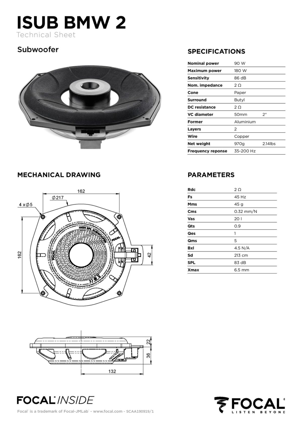 Focal I SUB BMW 2 Inside Subwoofer für BMW 2 Ohm – Bild 4