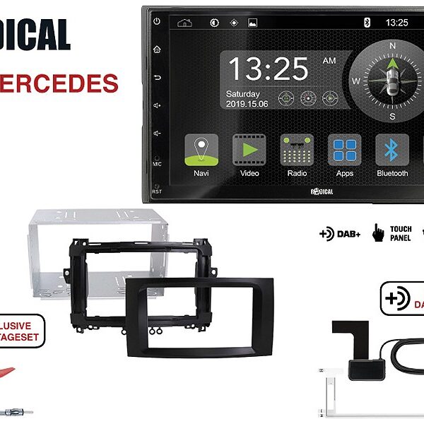 Radical R-D211 2-DIN DAB mit Montageset für Mercedes
