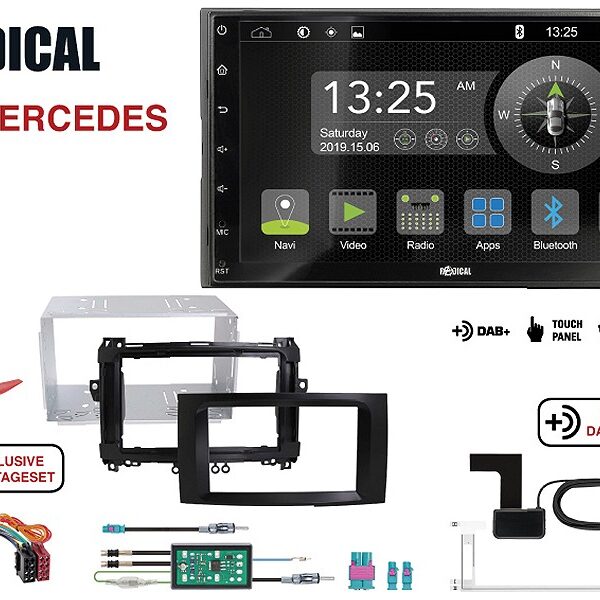 Radical R-D211 2-DIN DAB Montageset für Mercedes schwarz matt lackiert
