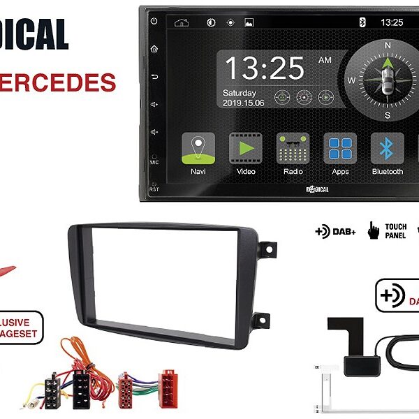 Radical R-D211 2-DIN DAB mit Montageset für Mercedes schwarz nicht lackiert