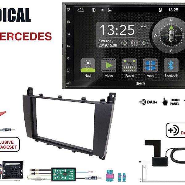 Radical R-D211 2-DIN DAB mit Montageset für Mercedes schwarz matt lackiert