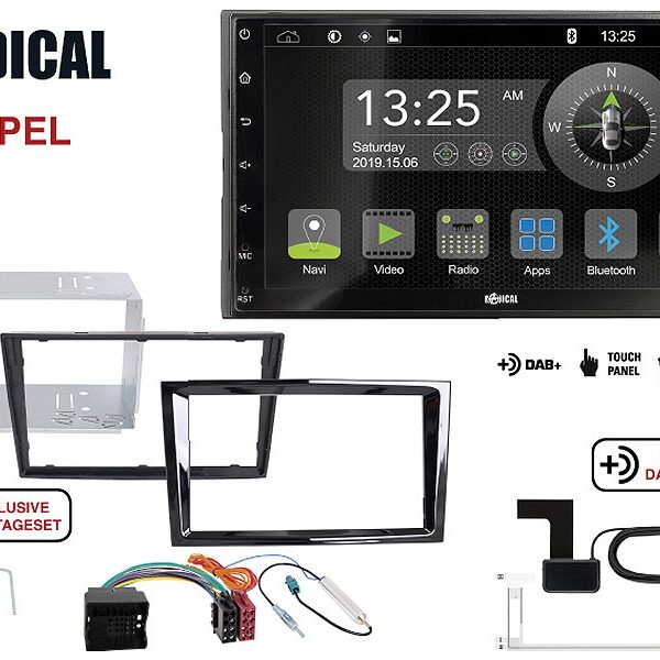Radical R-D211 2-DIN DAB Montageset für Opel schwarz nicht lackiert
