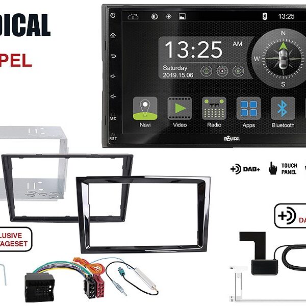 Radical R-D211 2-DIN DAB Montageset für Opel schwarz glänzend PIANO