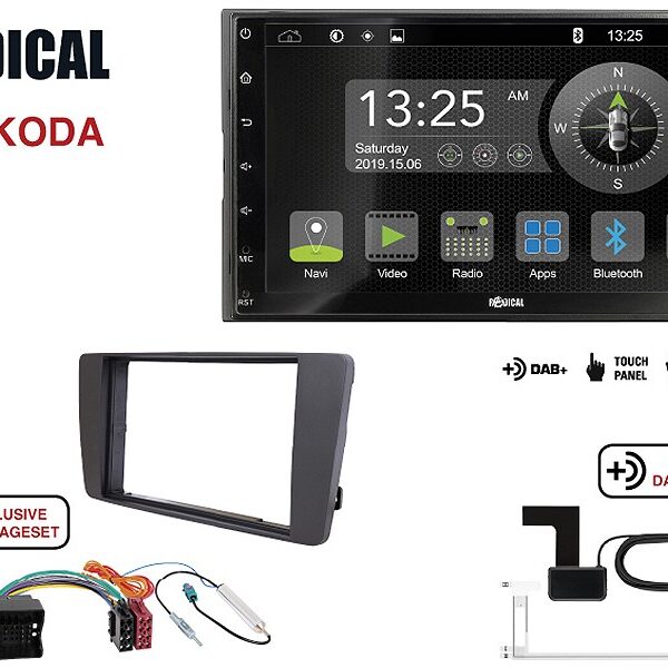 Radical R-D211 2-DIN DAB mit Montageset für SKODA OctaviaII