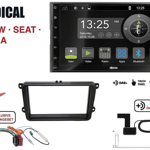 Radical R-D211 2-DIN DAB mit Montageset für VW SEAT SKODA