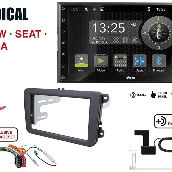 Radical R-D211 2-DIN DAB mit Montageset für VW SEAT SKODA
