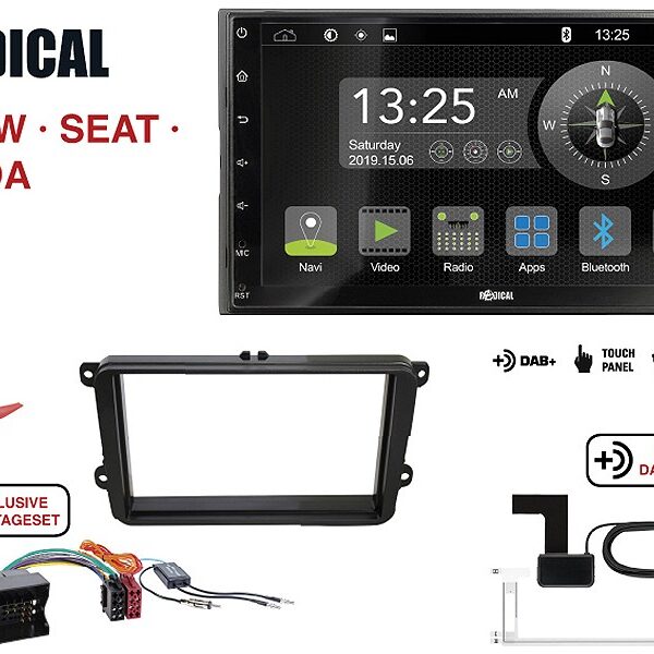 Radical R-D211 2-DIN DAB mit Montageset für R-D211 und VW SEAT SKODA