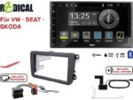 Radical R-D211 2-DIN DAB mit Montageset für VW SEAT SKODA