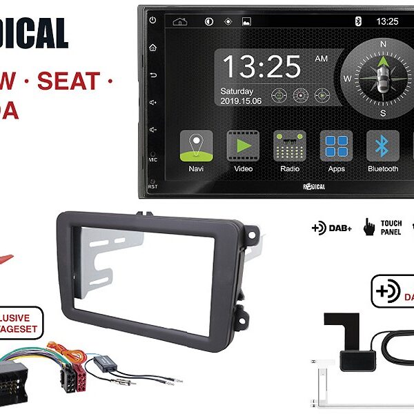 Radical R-D211 2-DIN DAB mit Montageset für VW SEAT SKODA