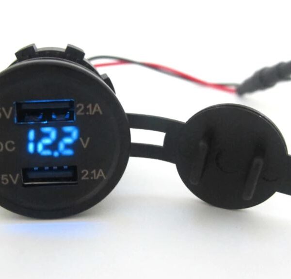 USB Ladeadapter 12V/24V 2 X 5V 2.1A zur Installation / Blau