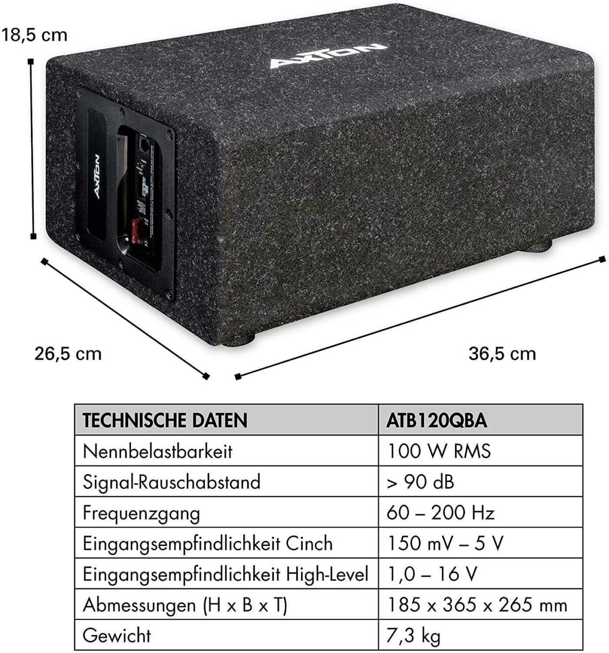 AXTON ATB120QBA CUBE Bassreflex-Aktivsubwoofer 20 cm / 8 Zoll – Bild 3