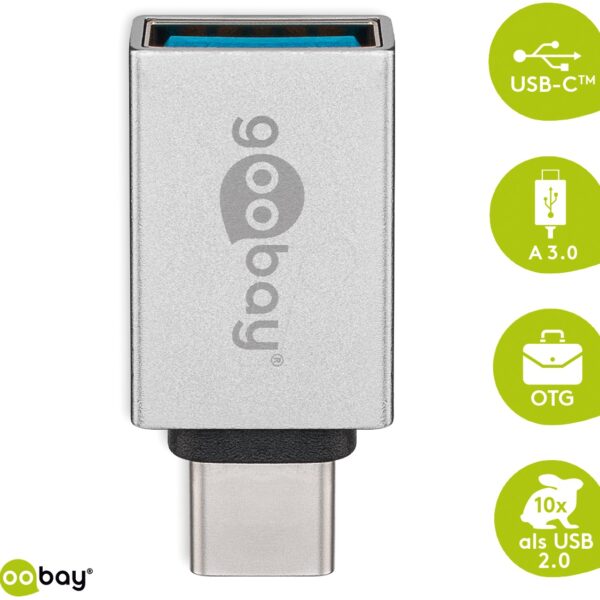 USB C Stecker auf USB 3.0 A Buchse, silber
