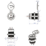 Dual-USB-C/USB-A Ladegerät 12/24V, 3.25A, beleuchtet, Schalter – Bild 3
