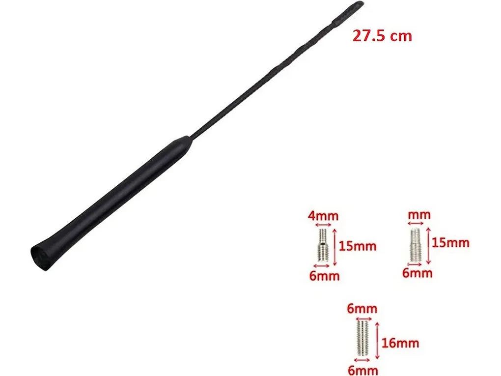 100213.webp Ersatzantennenstab 27.5 cm, 3 Gewinde, M4/M5/M6 – Bild 1
