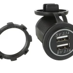 USB Ladeadapter 12V/24V USB-A 2x5V 2.1A LED blau