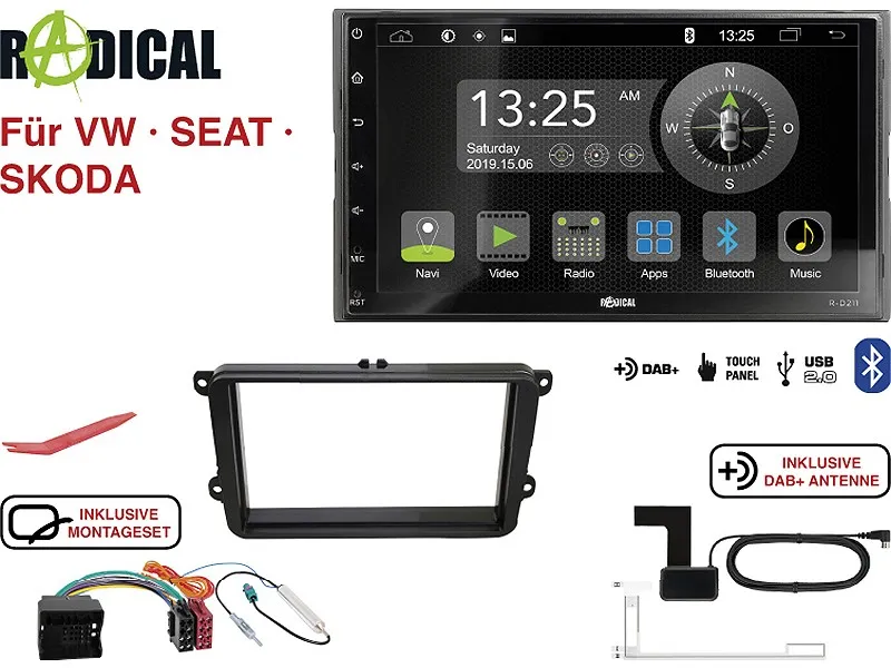 97721.webp Radical R-D211 2-DIN DAB mit Montageset für VW SEAT SKODA – Bild 1
