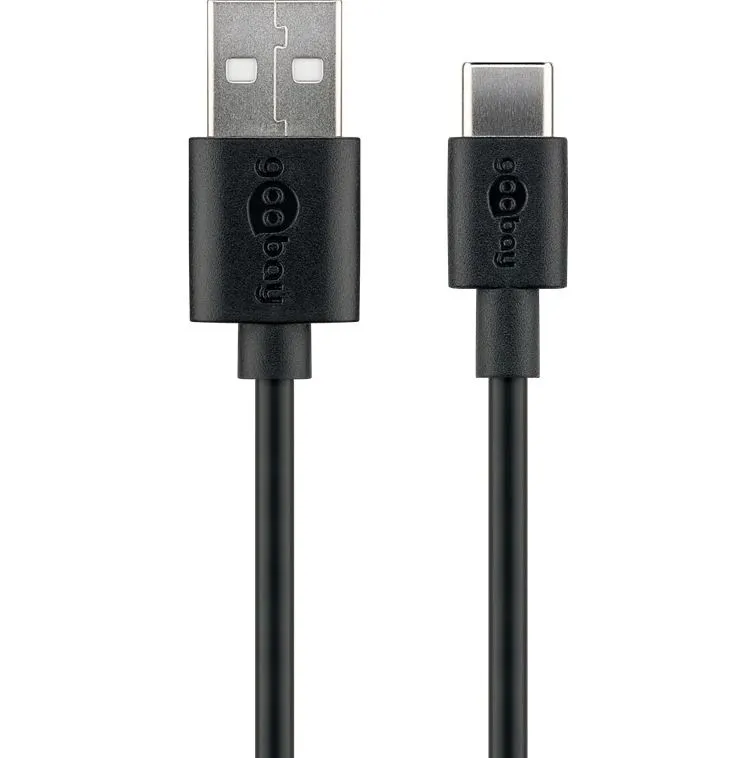 99120.webp USB-A Kabel auf USB-C Stecker, 1m, schwarz – Bild 1