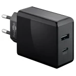 230V Netzteil mit USB-A - USB-C Buchsen, 30 Watt, schwarz